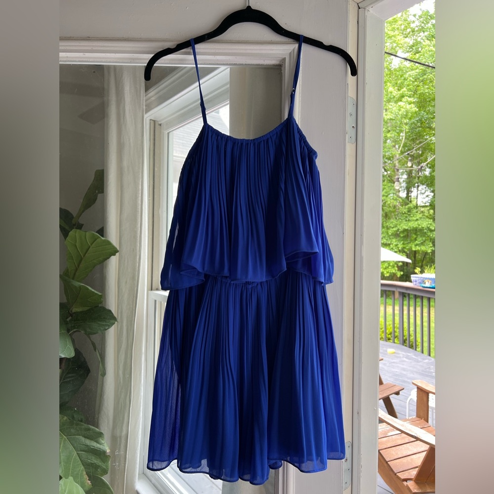 Royal blue, pleated romper, NWT